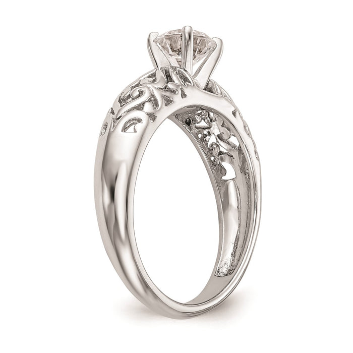 Exclusive 14K White Gold Filigree Heart Engagement Ring Setting - Stylish Value-6