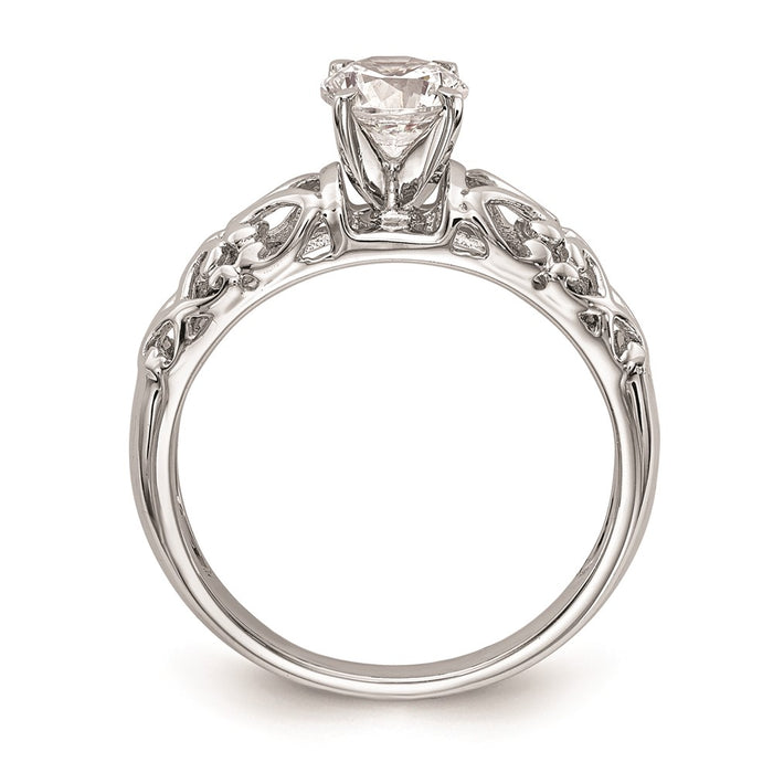 Exclusive 14K White Gold Filigree Heart Engagement Ring Setting - Affordable Price-2
