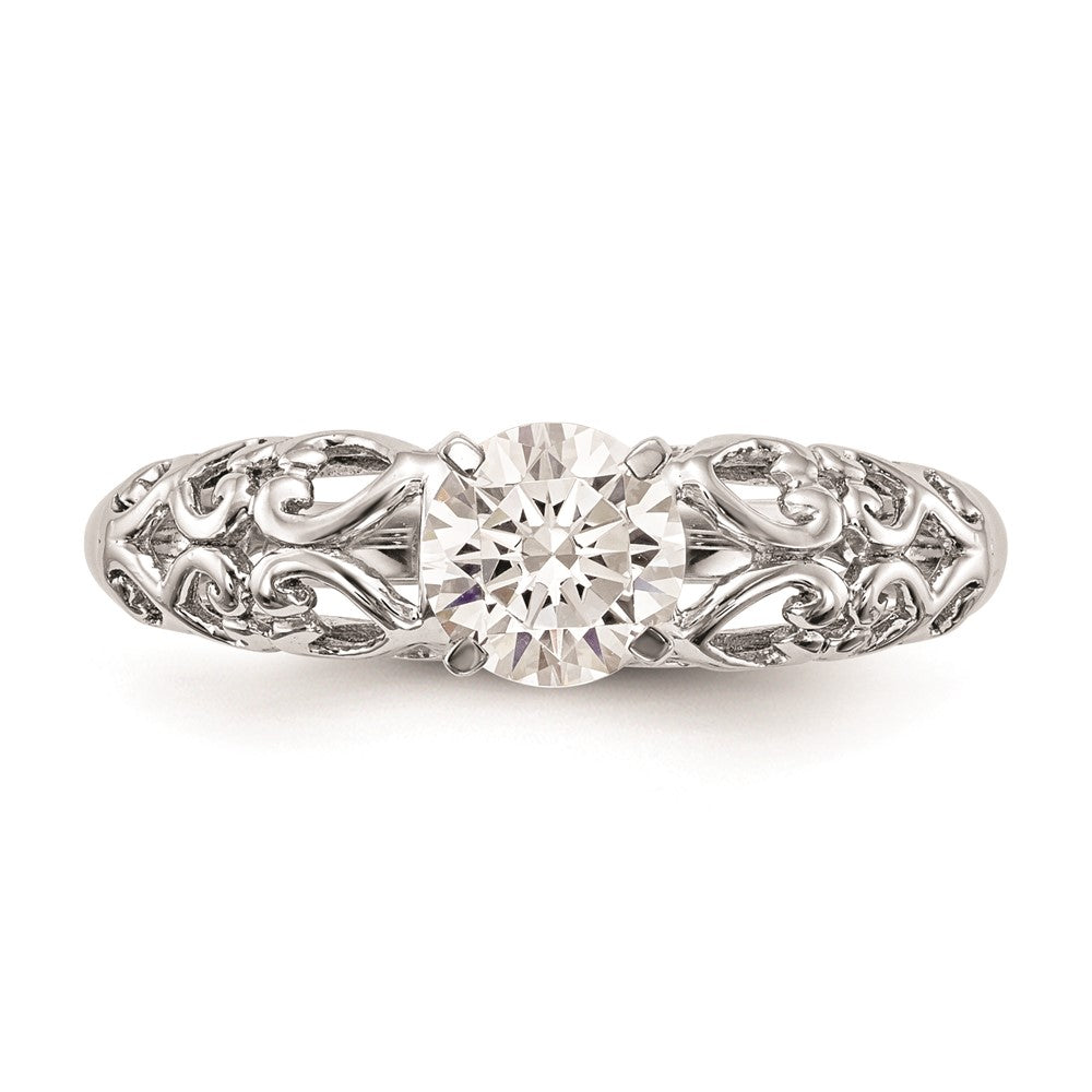 Exclusive 14K White Gold Filigree Heart Engagement Ring Setting - Affordable Price