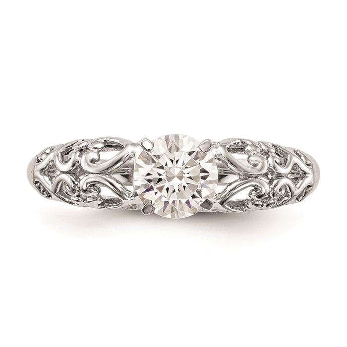 Exclusive 14K White Gold Filigree Heart Engagement Ring Setting - Affordable Price-4