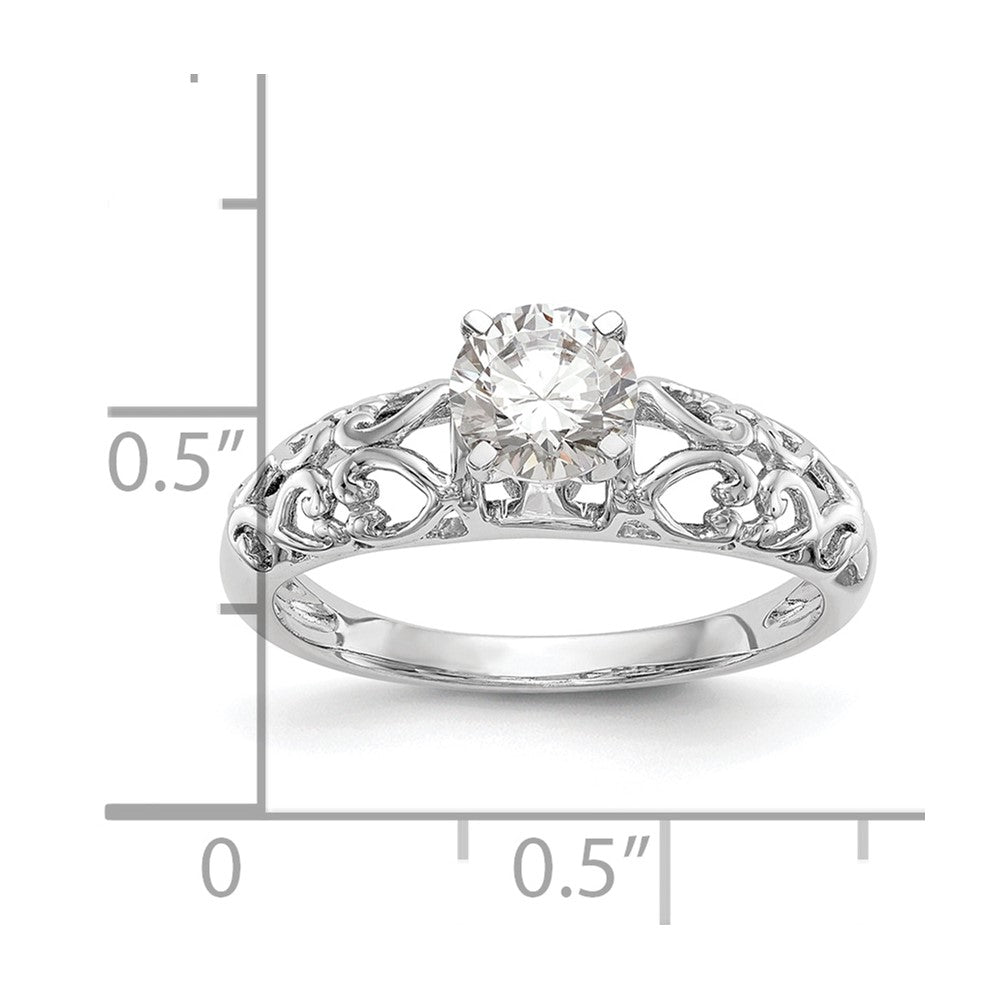 Exclusive 14K White Gold Filigree Heart Engagement Ring Setting - Affordable Price