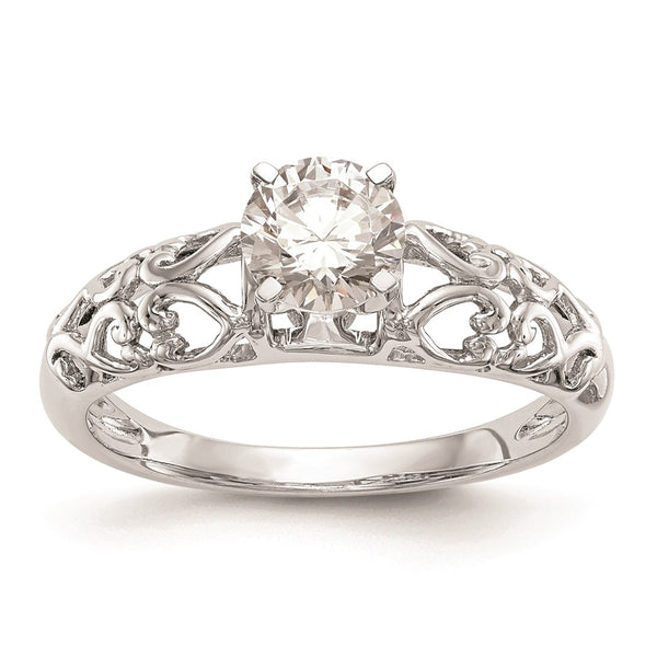 14K White Gold Filigree Heart Engagement Ring Setting - Style GR1-1030525