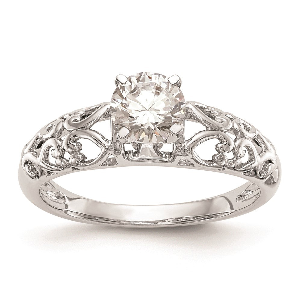 Exclusive 14K White Gold Filigree Heart Engagement Ring Setting - Affordable Price