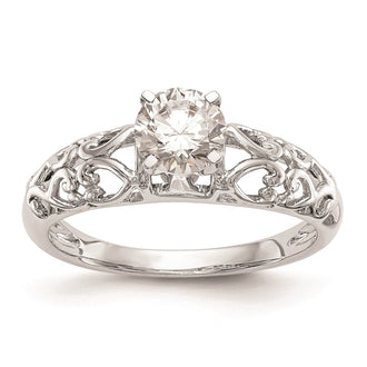 Exclusive 14K White Gold Filigree Heart Engagement Ring Setting - Affordable Price