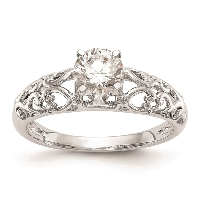 Exclusive 14K White Gold Filigree Heart Engagement Ring Setting - Affordable Price-1