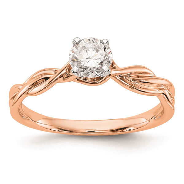 14K Rose Gold Twist Engagement Ring Setting