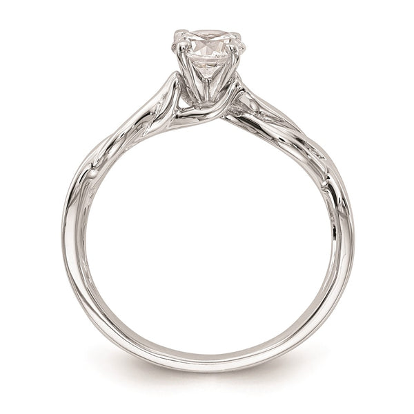 14K White Gold Twist Solitaire Engagement Ring Mounting