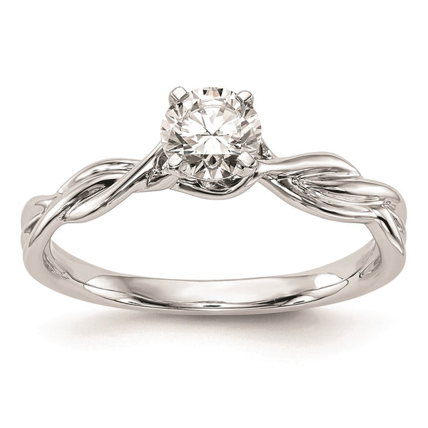 14K White Gold Twist Solitaire Engagement Ring Mounting