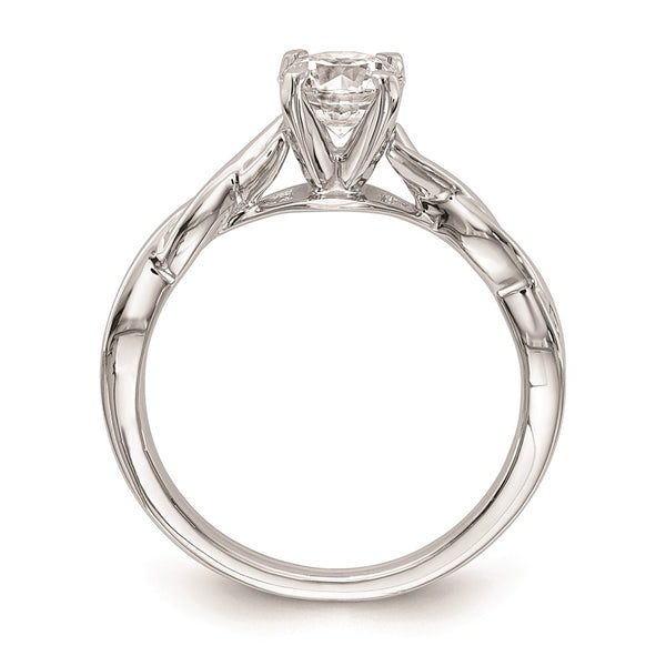 14K White Gold Twisted Solitaire Engagement Ring Setting