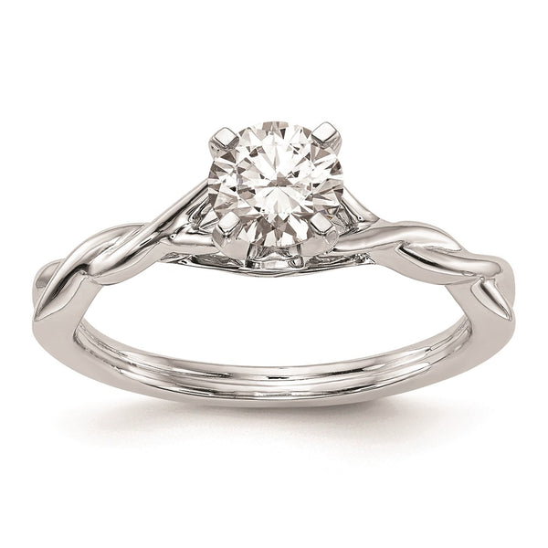 14K White Gold Twisted Solitaire Engagement Ring Setting