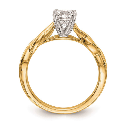 Exclusive 14K Gold Twist Solitaire Engagement Ring Setting - Stylish Design