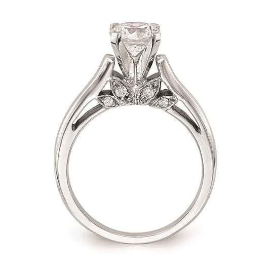 Exclusive 14K White Gold Leaf Design Solitaire Engagement Ring Setting