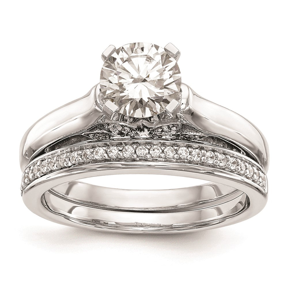 Exclusive 14K White Gold Leaf Design Solitaire Engagement Ring Setting