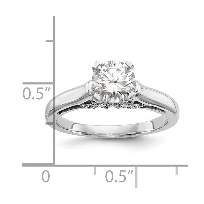 Exclusive 14K White Gold Leaf Design Solitaire Engagement Ring Setting-8