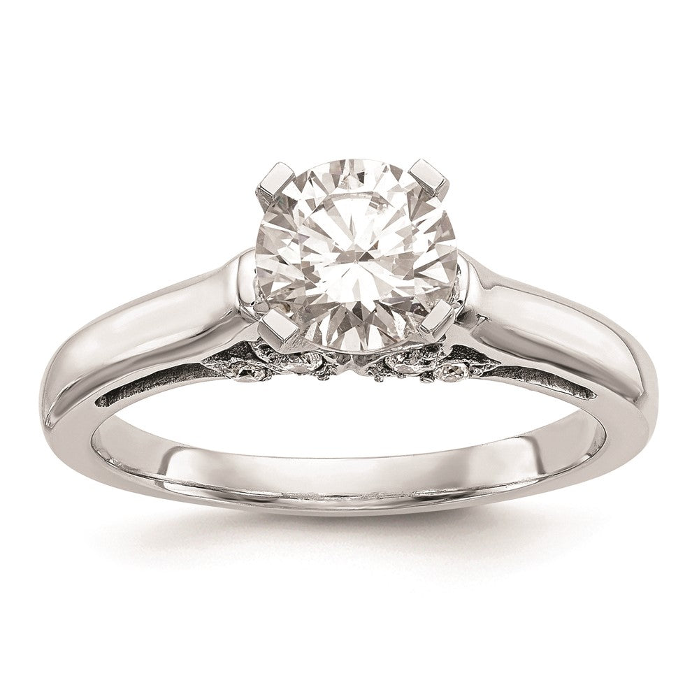 Exclusive 14K White Gold Leaf Design Solitaire Engagement Ring Setting