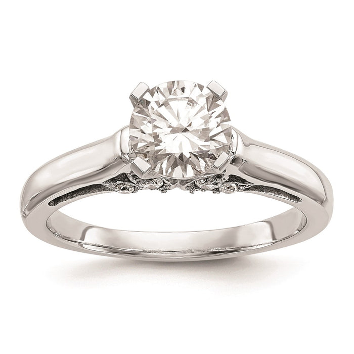 Exclusive 14K White Gold Leaf Design Solitaire Engagement Ring Setting-1