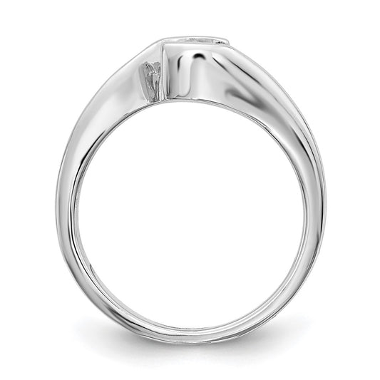 Buy Stylish 14K White Gold Half-Bezel Bypass Engagement Ring Setting 5mm