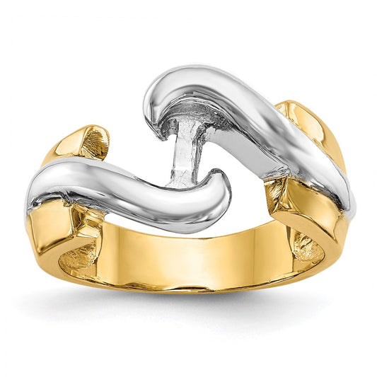 Buy Exclusive 14K Two-Tone Bypass Engagement Ring - Stylish Peg Set Design