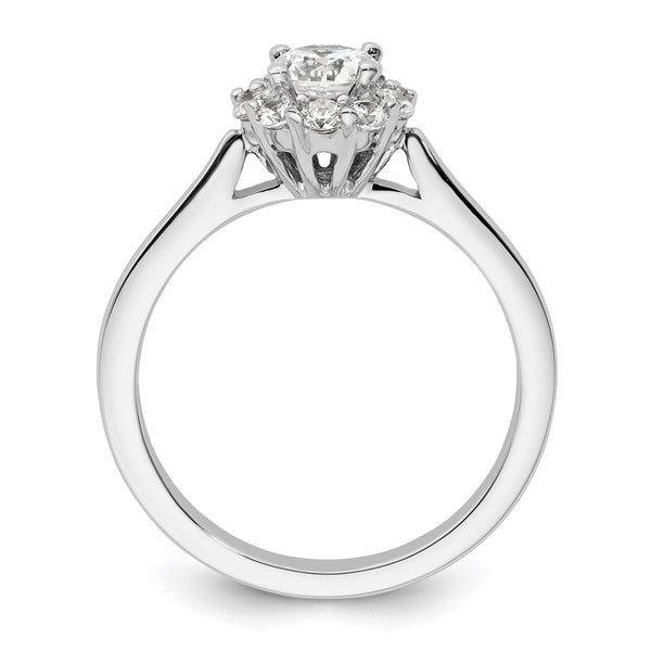 14K White Gold Halo Engagement Ring - 1/2 Carat Center 1/3 Carat Accents