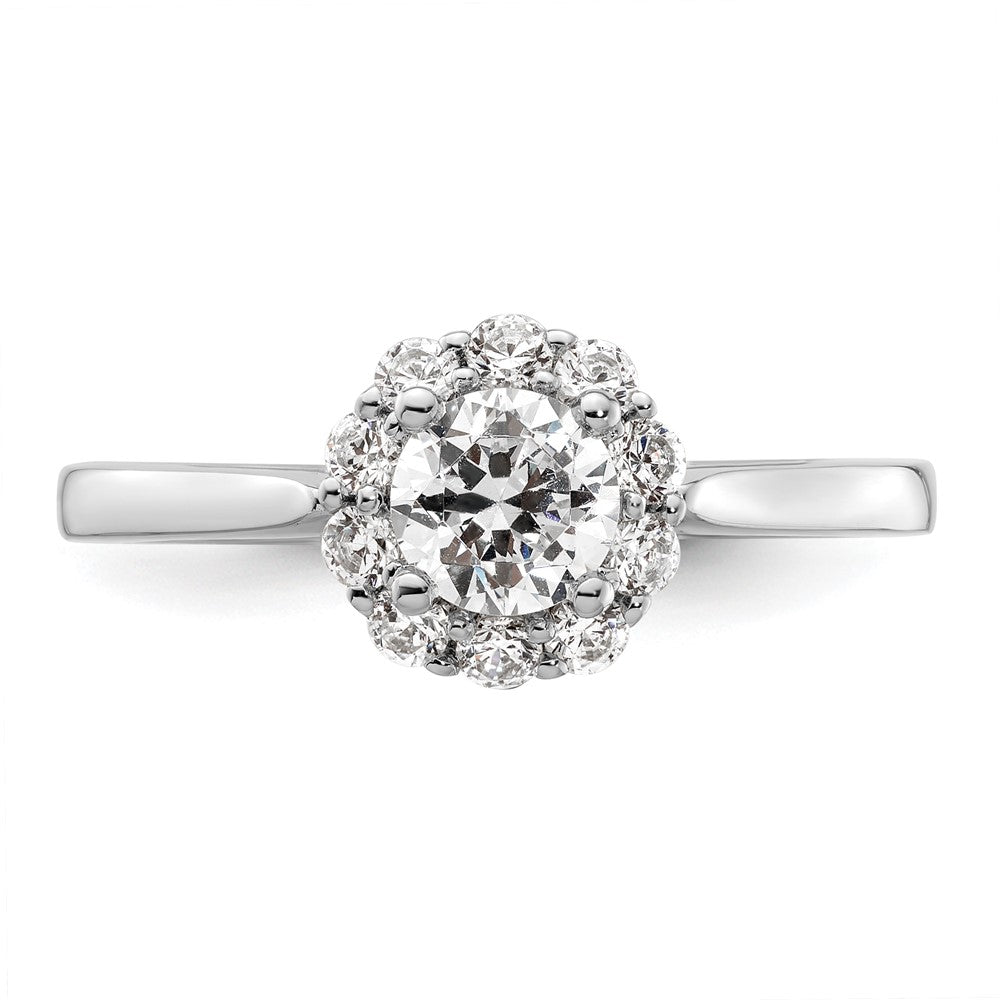 Exclusive 14K White Gold Halo Engagement Ring | 1/2 Carat Center & 1/3 Carat Accents - Stylish Value!