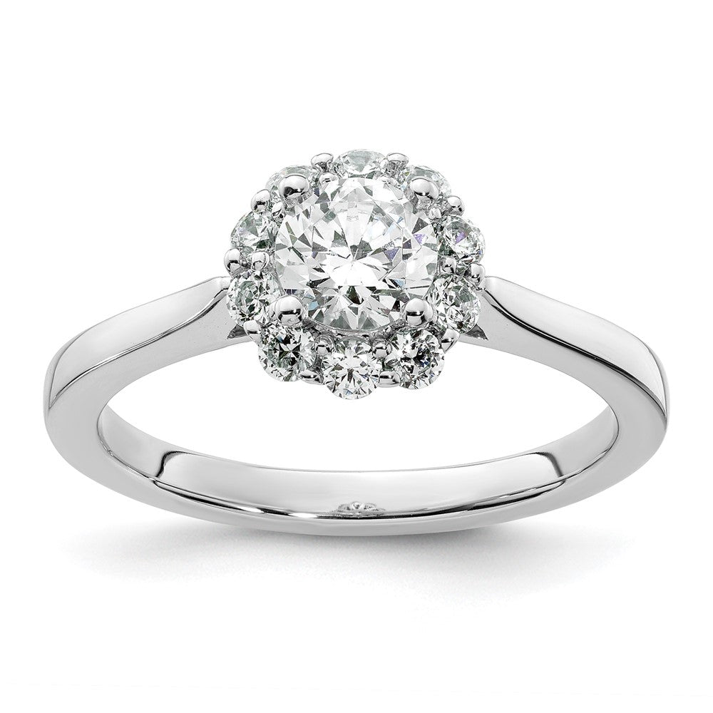 Exclusive 14K White Gold Halo Engagement Ring | 1/2 Carat Center & 1/3 Carat Accents - Stylish Value!