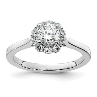 Exclusive 14K White Gold Halo Engagement Ring | 1/2 Carat Center & 1/3 Carat Accents - Stylish Value!
