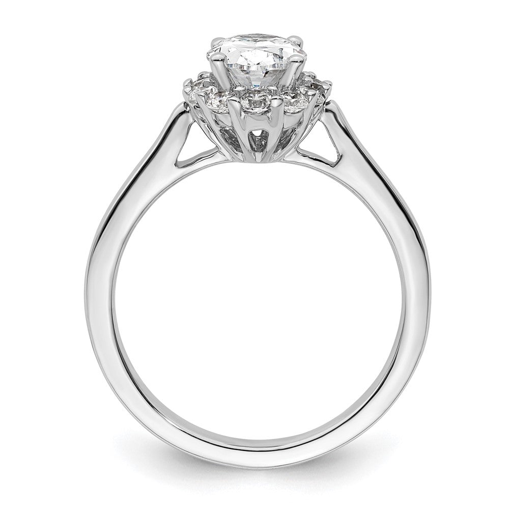 Exclusive 14K White Gold Halo Engagement Ring, 3/4 Carat Oval & Diamond Accents