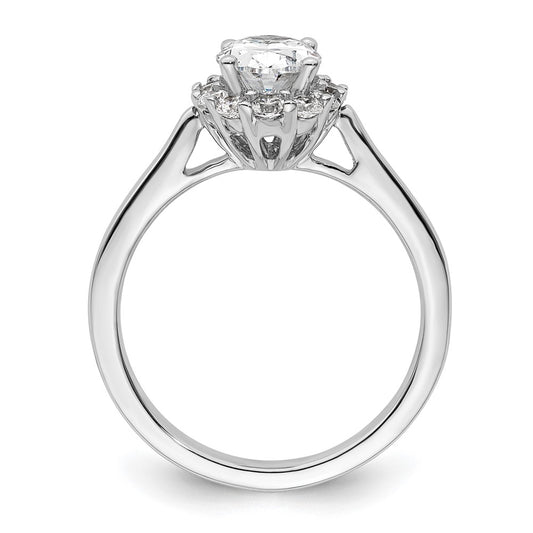 Exclusive 14K White Gold Halo Engagement Ring, 3/4 Carat Oval & Diamond Accents