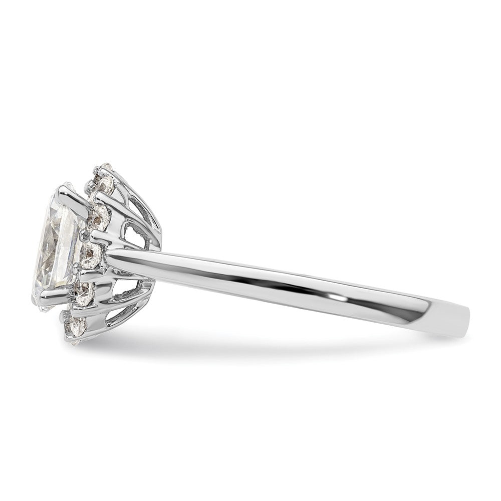 Exclusive 14K White Gold Halo Engagement Ring, 3/4 Carat Oval & Diamond Accents