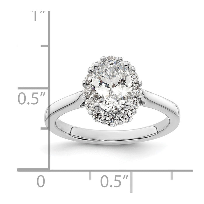 Exclusive 14K White Gold Halo Engagement Ring, 3/4 Carat Oval & Diamond Accents-7
