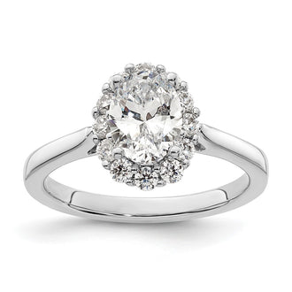 Exclusive 14K White Gold Halo Engagement Ring, 3/4 Carat Oval & Diamond Accents