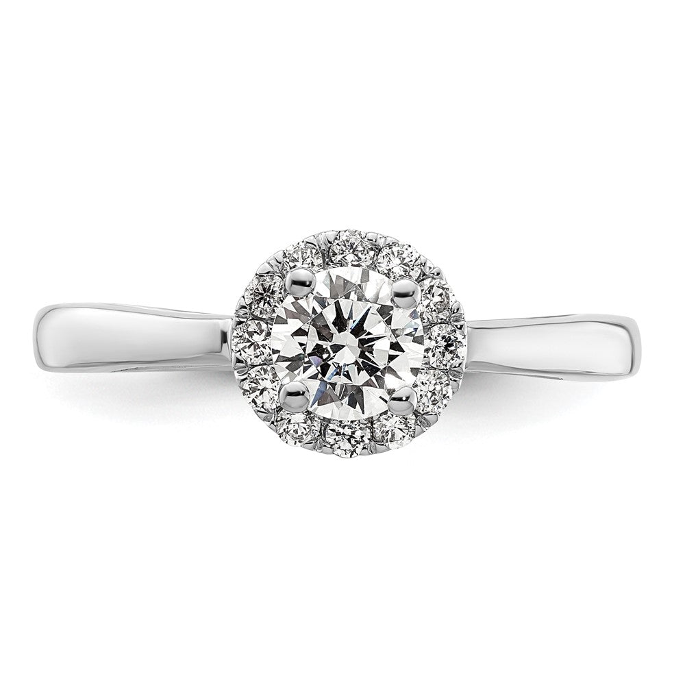 Buy 14K White Gold Halo Engagement Ring - 5.1mm Semi-Mount, 1/2 Carat Diamonds, Stylish Design