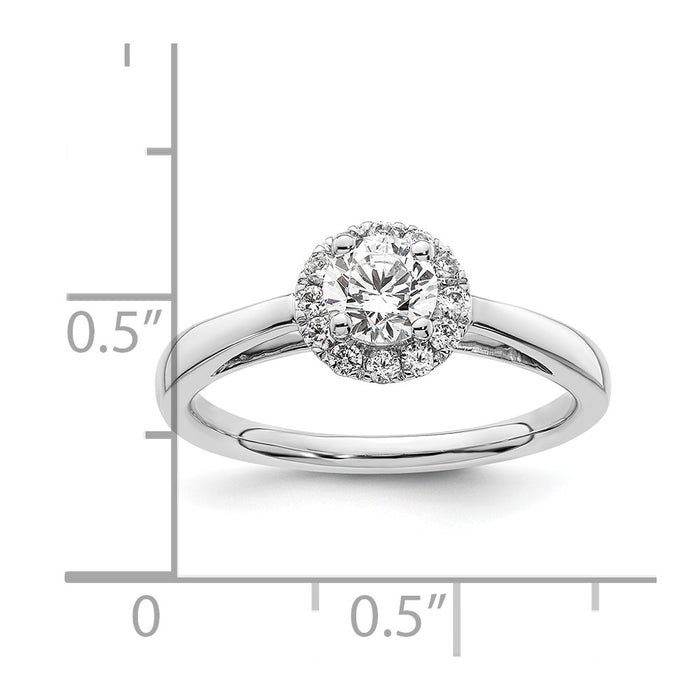 Buy 14K White Gold Halo Engagement Ring - 5.1mm Semi-Mount, 1/2 Carat Diamonds, Stylish Design-7