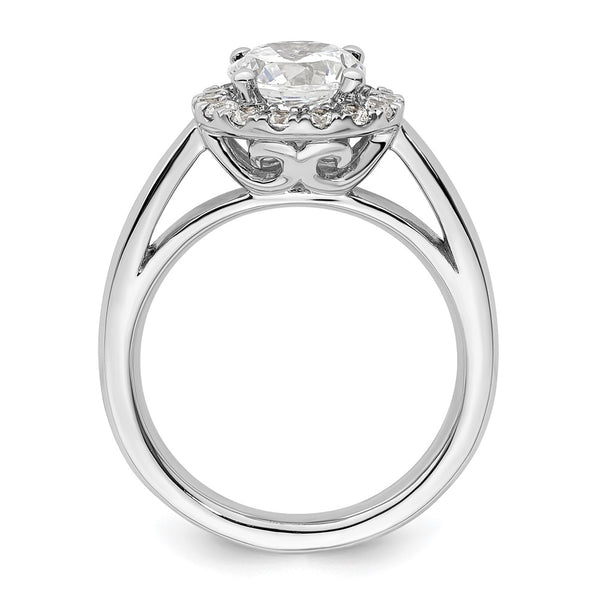 14K White Gold Halo Engagement Ring for 1.5 Carat Center, 3/8 Carat Accents