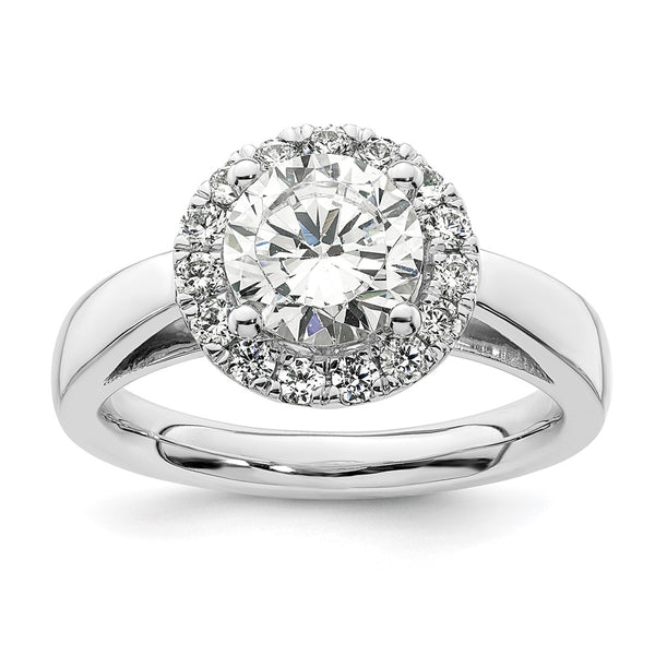 14K White Gold Halo Engagement Ring for 1.5 Carat Center, 3/8 Carat Accents