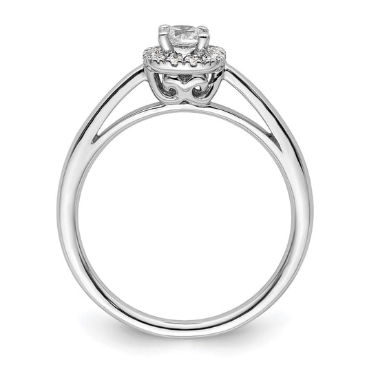 High-Quality 14K White Gold Halo Engagement Ring | 1/5 Carat Center, Stylish Accents