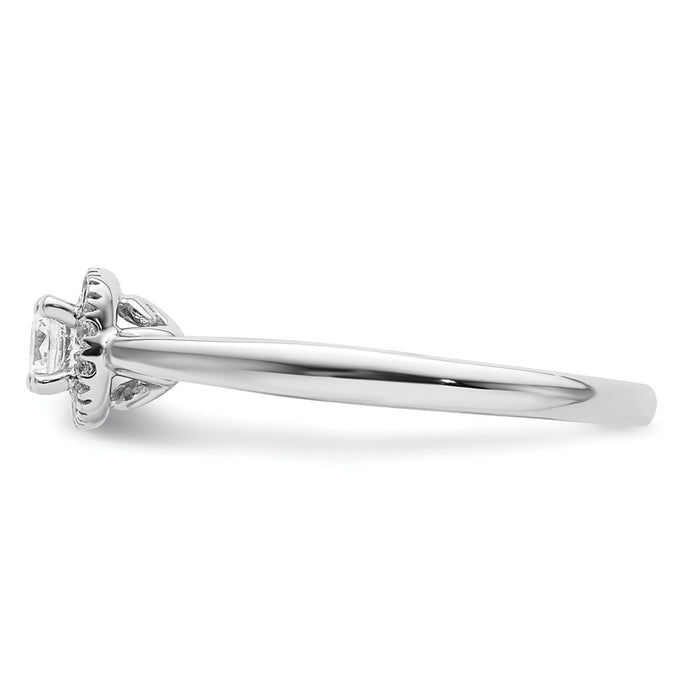 High-Quality 14K White Gold Halo Engagement Ring | 1/5 Carat Center, Stylish Accents-3