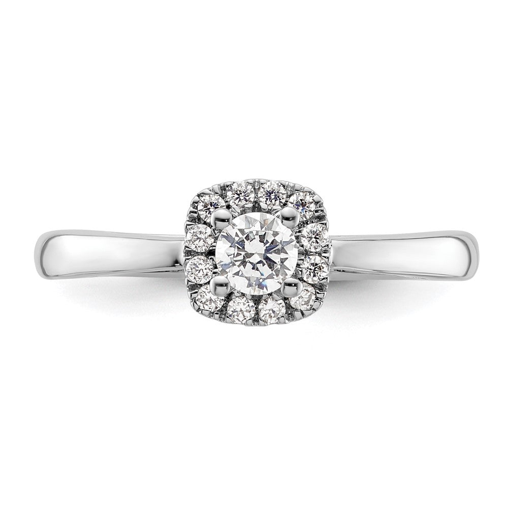 High-Quality 14K White Gold Halo Engagement Ring | 1/5 Carat Center, Stylish Accents