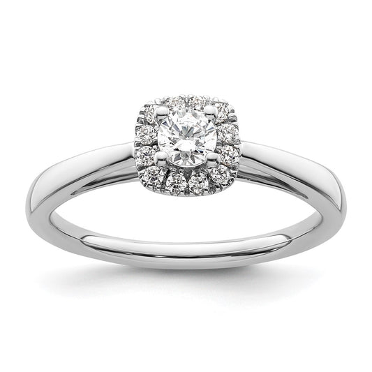 High-Quality 14K White Gold Halo Engagement Ring | 1/5 Carat Center, Stylish Accents