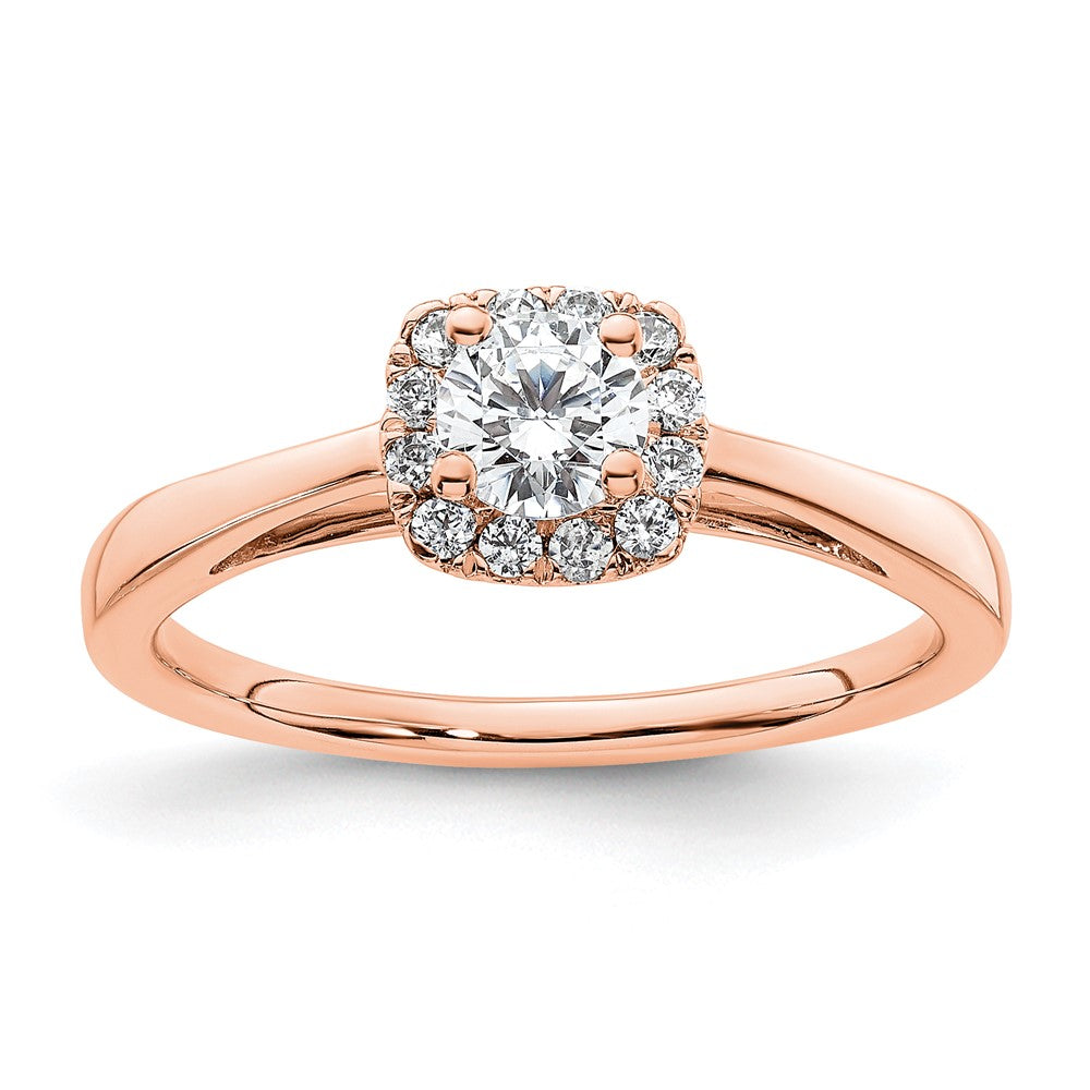 Buy Stylish 14K Rose Gold Halo Semi-Mount Engagement Ring | 1/4 Carat Center
