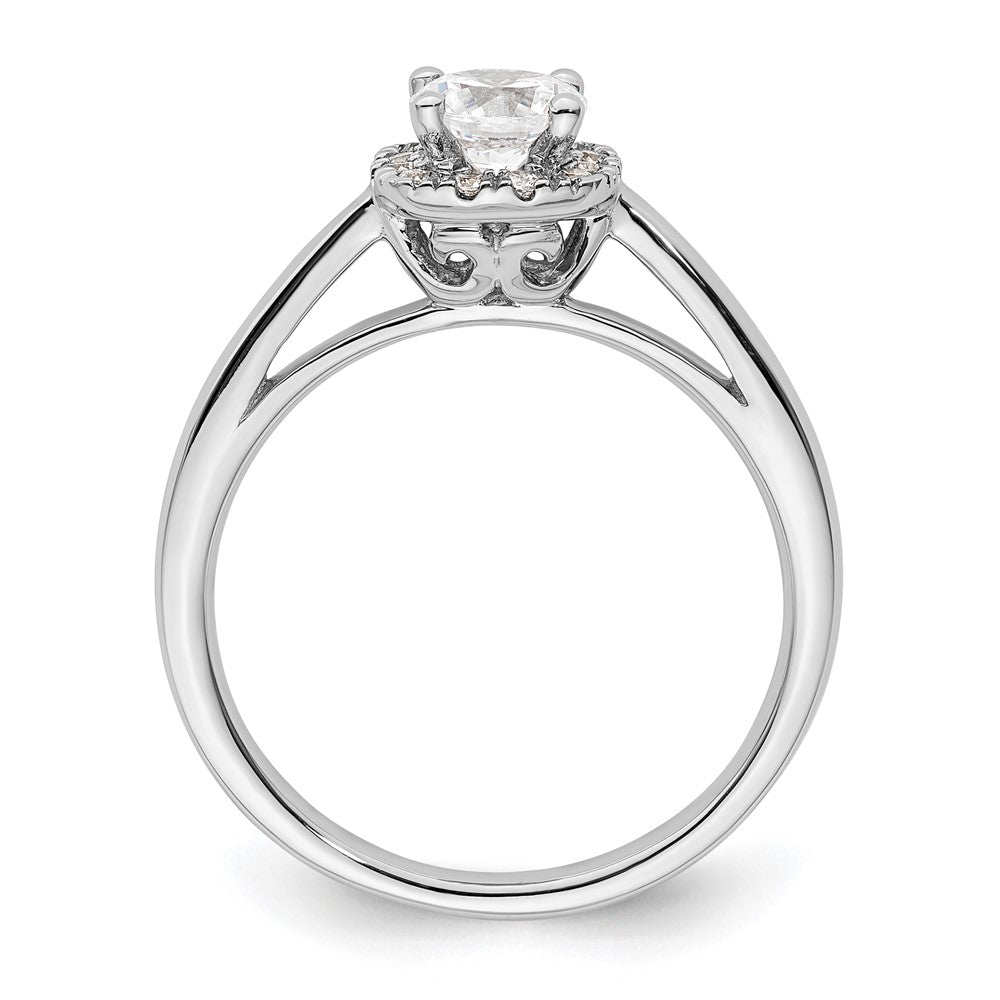 High-Quality 14K White Gold Halo Engagement Ring, 1/2 Carat Center, Affordable Price