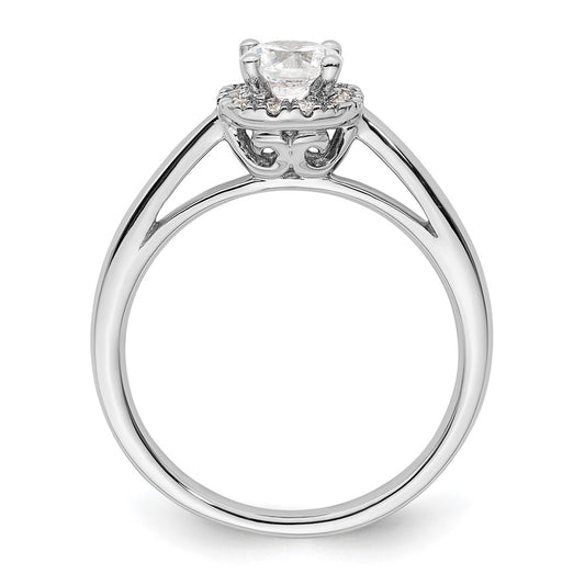 High-Quality 14K White Gold Halo Engagement Ring, 1/2 Carat Center, Affordable Price