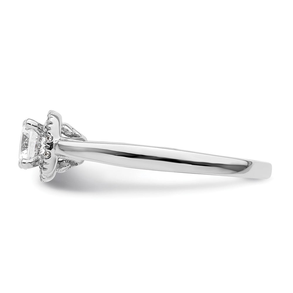 High-Quality 14K White Gold Halo Engagement Ring, 1/2 Carat Center, Affordable Price