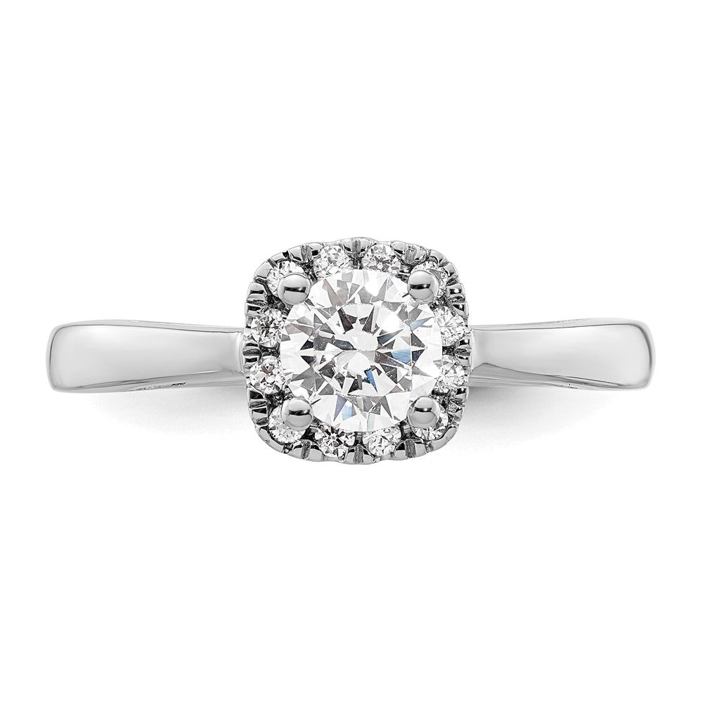 High-Quality 14K White Gold Halo Engagement Ring, 1/2 Carat Center, Affordable Price
