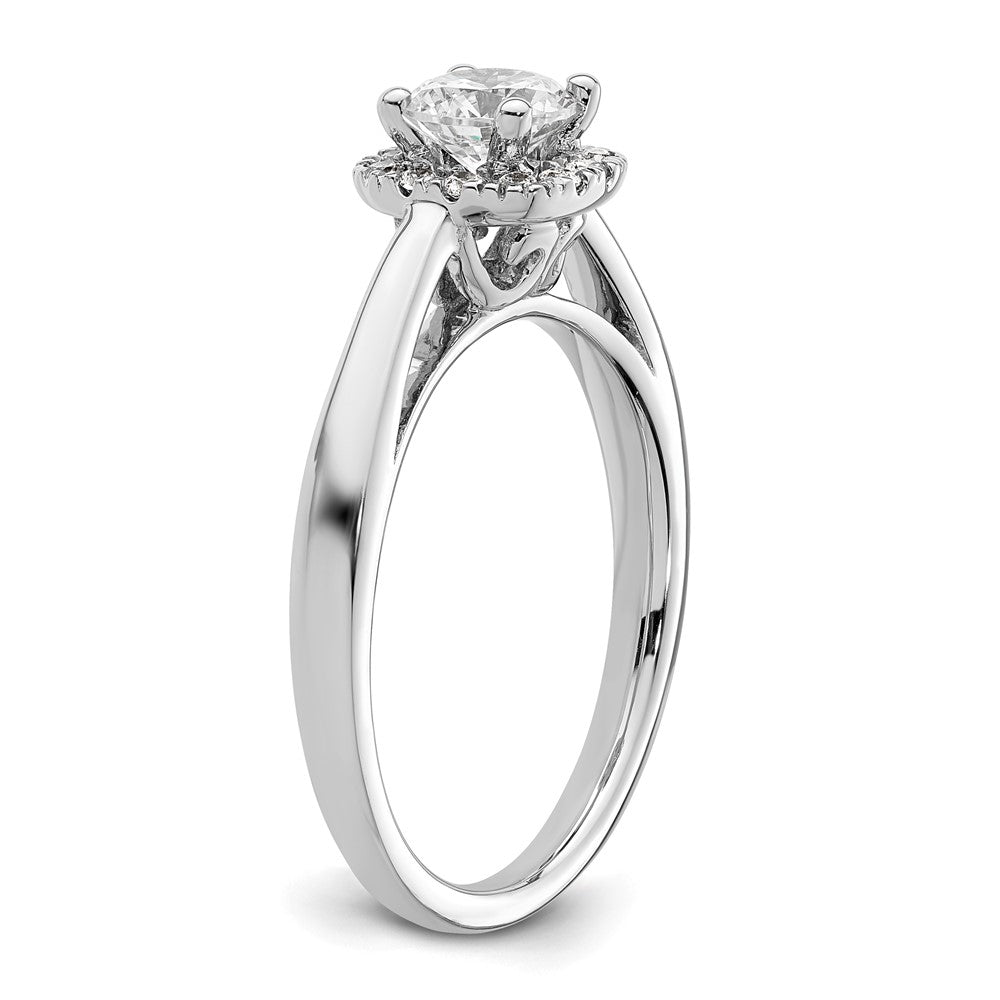 High-Quality 14K White Gold Halo Engagement Ring, 1/2 Carat Center, Affordable Price