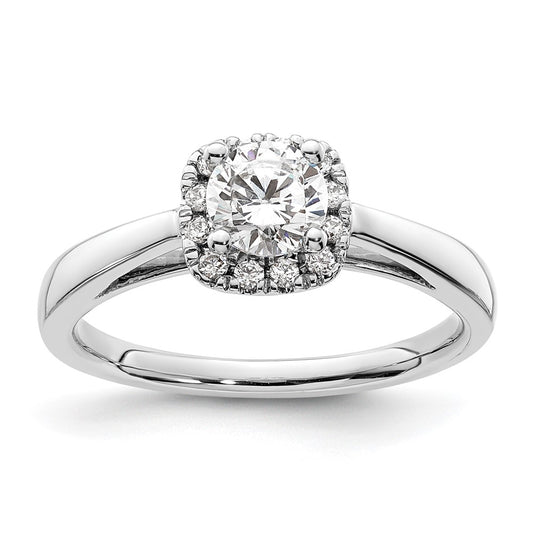 High-Quality 14K White Gold Halo Engagement Ring, 1/2 Carat Center, Affordable Price