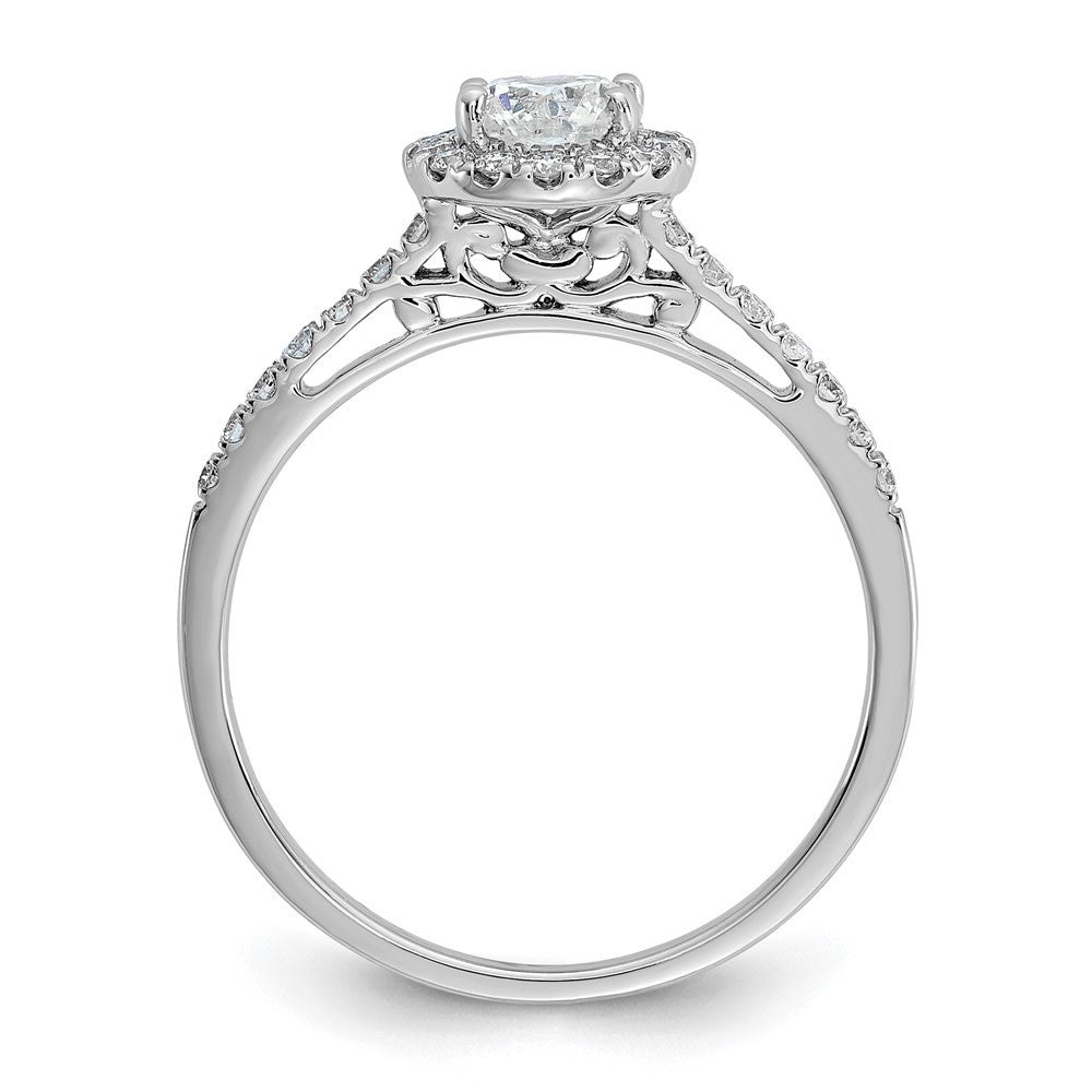 Buy Stylish 14K White Gold Halo Engagement Ring for 1/2 Carat Center, 5.2mm