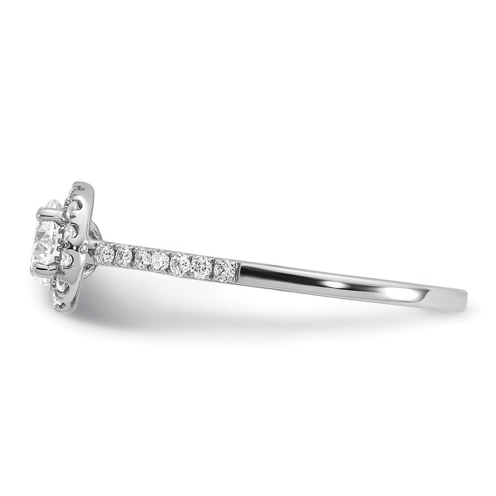 Buy Stylish 14K White Gold Halo Engagement Ring for 1/2 Carat Center, 5.2mm