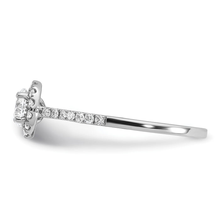 Buy Stylish 14K White Gold Halo Engagement Ring for 1/2 Carat Center, 5.2mm-3