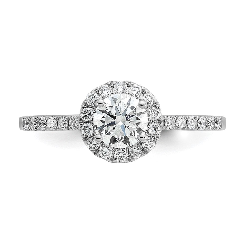 Buy Stylish 14K White Gold Halo Engagement Ring for 1/2 Carat Center, 5.2mm